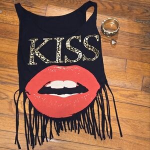 💋 KISS fringed concert tank